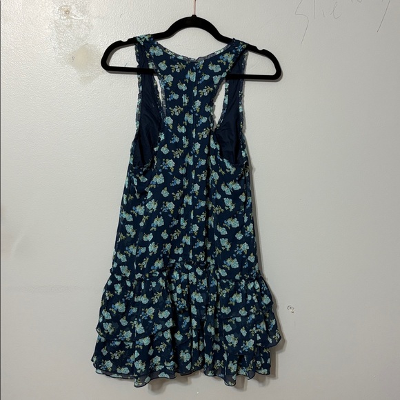 Abercrombie & Fitch Navy Floral Ruffle Mini Dress Racerback NWT Large - Picture 5 of 5
